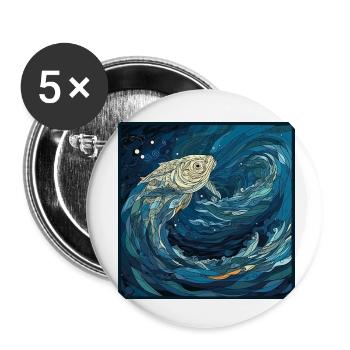 Schöner Fisch im Paper Art Style im Korallenriff - Buttons klein 25 mm (5er Pack) - Weiß - Vorne