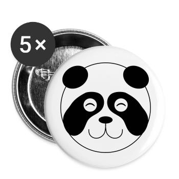 Panda Face 001 - Buttons small 1''/25 mm (5-pack) - white - Front