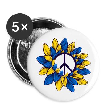 Stand for Ukraine Sunflower Flag - Buttons small 1''/25 mm (5-pack) - white - Front
