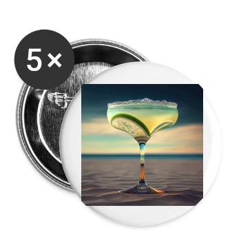Cocktail 5 Geschenk - Buttons klein 25 mm (5er Pack) - Weiß - Vorne