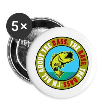 Fishing - I'm all about the Bass - Buttons small 1''/25 mm (5-pack) - white - Front
