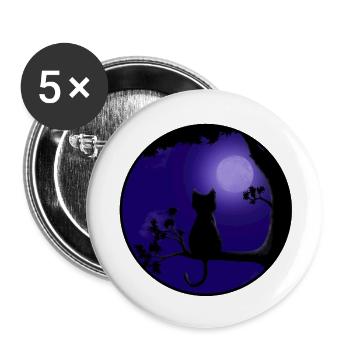 Cat Moon - Lot de 5 petits badges (25 mm) - blanc - Devant