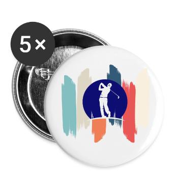 Retro-Regenbogengolf - Buttons klein 25 mm (5er Pack) - Weiß - Vorne