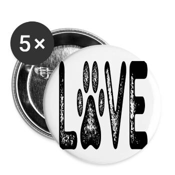Dog Love - Buttons small 1''/25 mm (5-pack) - white - Front
