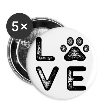 Amour de chien - Lot de 5 petits badges (25 mm) - blanc - Devant