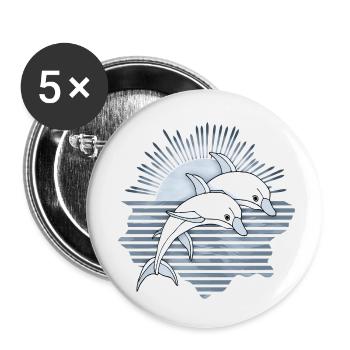Dolphins - Buttons small 1''/25 mm (5-pack) - white - Front