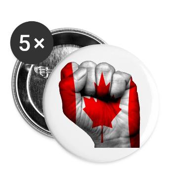 Fist closed with the Canadian flag painted on it - Buttons small 1''/25 mm (5-pack) - white - Front