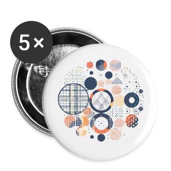 Geometrisches Vintage-Muster - Buttons klein 25 mm (5er Pack) - Weiß - Vorne