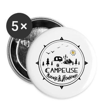 happy laughing camper - Buttons small 1''/25 mm (5-pack) - white - Front