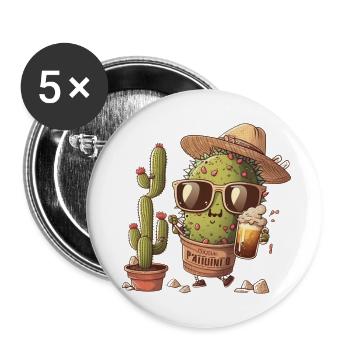 Funny beer drinker: The cactus with sombrero - Buttons small 1''/25 mm (5-pack) - white - Front