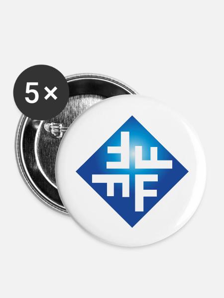 Blau geschnittene Fliese - Buttons klein 25 mm (5er Pack) - Weiß
