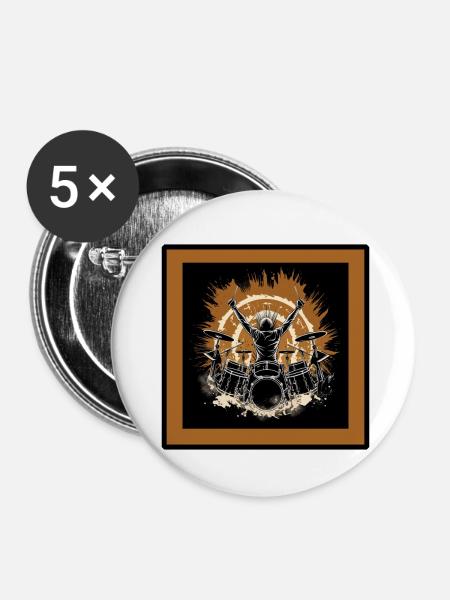 Drummer flash - Buttons klein 25 mm (5er Pack) - Weiß