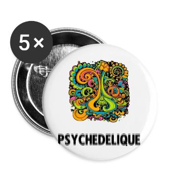 Psychédélique - Lot de 5 petits badges (25 mm) - blanc - Devant