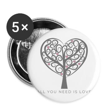 All you need is love Heart Tree - Buttons small 1''/25 mm (5-pack) - white - Front