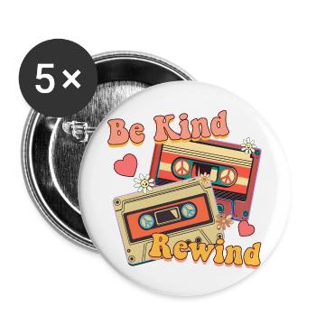 Seien Sie freundlich Zurückspulen - Buttons klein 25 mm (5er Pack) - Weiß - Vorne