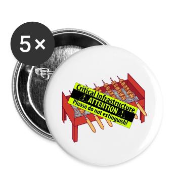 Der Grill ist eine Kritische Infrastruktur - Buttons klein 25 mm (5er Pack) - Weiß - Vorne