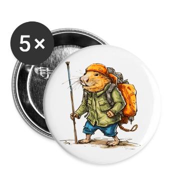 Ce rat-taupe aime se promener pendant son temps libre - Lot de 5 petits badges (25 mm) - blanc - Devant