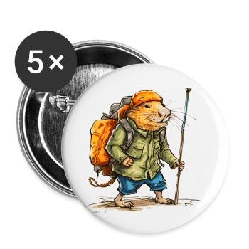 Le rat-taupe erre pendant son temps libre - Lot de 5 petits badges (25 mm) - blanc - Devant