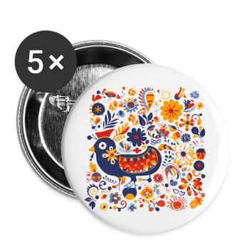 Der alte Piou-Vogel - Buttons klein 25 mm (5er Pack) - Weiß - Vorne