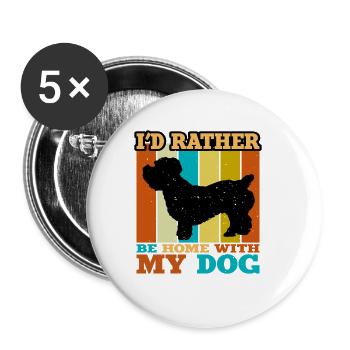 Glen De Imaal Terrier Dog Silhouette Rétro Coucher de Soleil - Lot de 5 petits badges (25 mm) - blanc - Devant