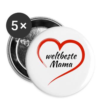 weltbeste Mama - Buttons klein 25 mm (5er Pack) - Weiß - Vorne