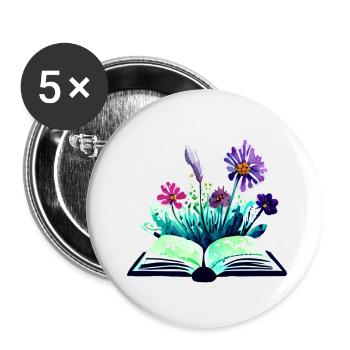 Reading Gardener's Book Reader Book Lover Books - Buttons small 1''/25 mm (5-pack) - white - Front