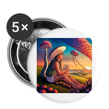 Mushroom girl - Buttons klein 25 mm (5er Pack) - Weiß - Vorne