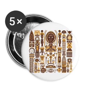 Folklore africain - Lot de 5 petits badges (25 mm) - blanc - Devant