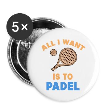 Padel Statement Padel Game Players Rackets Balls - Buttons small 1''/25 mm (5-pack) - white - Front