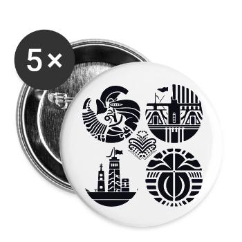 Folklore Breton - Lot de 5 petits badges (25 mm) - blanc - Devant