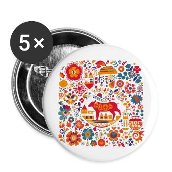 Design espagnol traditionnel - Lot de 5 petits badges (25 mm) - blanc - Devant