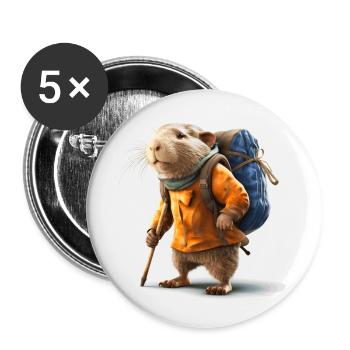 Le rat-taupe est préparé pour cette randonnée - Lot de 5 petits badges (25 mm) - blanc - Devant