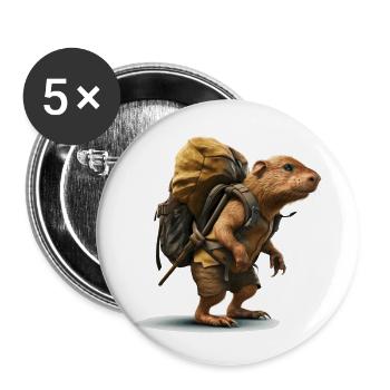 Rat-taupe en tournée en tant qu’aventurier en plein air - Lot de 5 petits badges (25 mm) - blanc - Devant