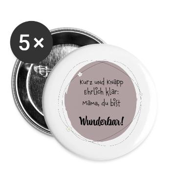 Muttertag - Buttons klein 25 mm (5er Pack) - Weiß - Vorne