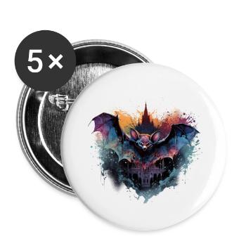 Fledermaus Schloss - Buttons klein 25 mm (5er Pack) - Weiß - Vorne