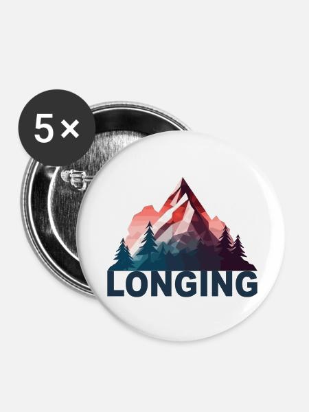 Mountain Longing - Buttons klein 25 mm (5er Pack) - Weiß
