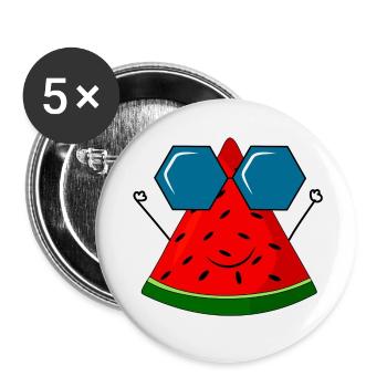 summer, watermelon, sun - Buttons small 1''/25 mm (5-pack) - white - Front