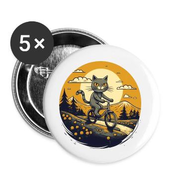 Motard Meowtain - Lot de 5 petits badges (25 mm) - blanc - Devant