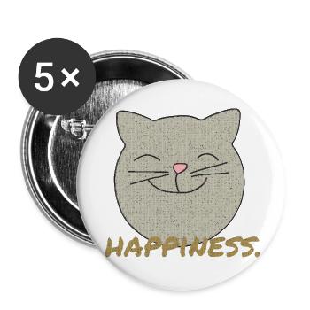 Bonheur de chat - Lot de 5 petits badges (25 mm) - blanc - Devant