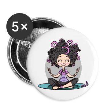 Yoga Lotus Pose - Buttons klein 25 mm (5er Pack) - Weiß - Vorne