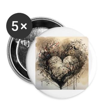 Wald in Herzform - Naturschutz Aquarell - Buttons klein 25 mm (5er Pack) - Weiß - Vorne