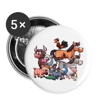 Farm Animals - Buttons small 1''/25 mm (5-pack) - white - Front
