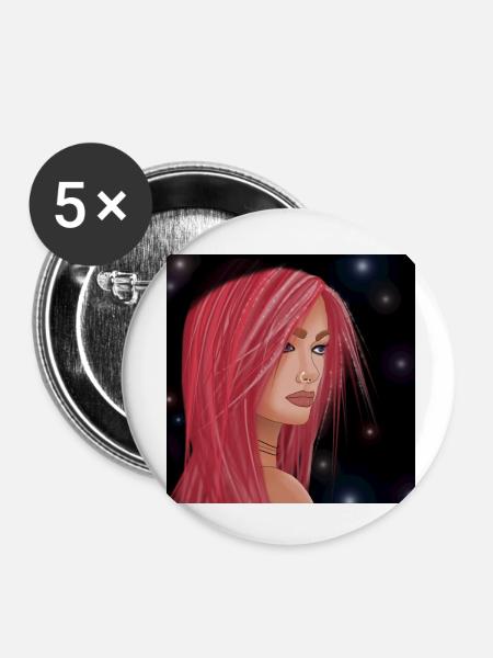 Witchgirl - Buttons klein 25 mm (5er Pack) - Weiß