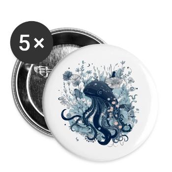 Der Oktopus - Buttons klein 25 mm (5er Pack) - Weiß - Vorne