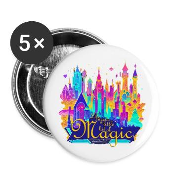 Das Leben braucht Magie - Buttons klein 25 mm (5er Pack) - Weiß - Vorne