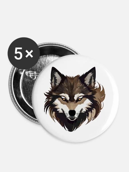 Geist des Wolfes - Buttons klein 25 mm (5er Pack) - Weiß