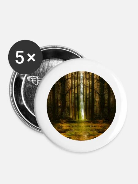 Dunkler Wald - Buttons klein 25 mm (5er Pack) - Weiß