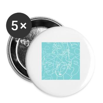 Gesichtslinie blau - Buttons klein 25 mm (5er Pack) - Weiß - Vorne