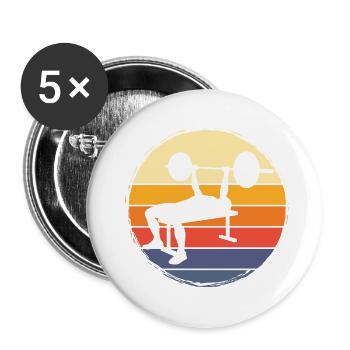 bench press, weightlifting, weight training, fitness, strong - Buttons small 1''/25 mm (5-pack) - white - Front