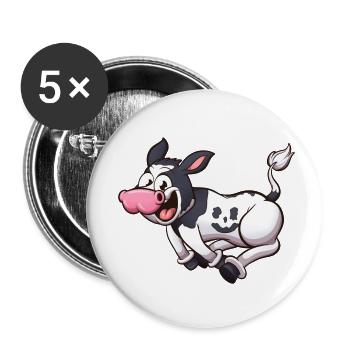 Laufendes süßes Cartoon-Kalb - Buttons klein 25 mm (5er Pack) - Weiß - Vorne